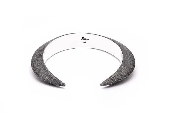 Horned Band Textured Silver Bracelet