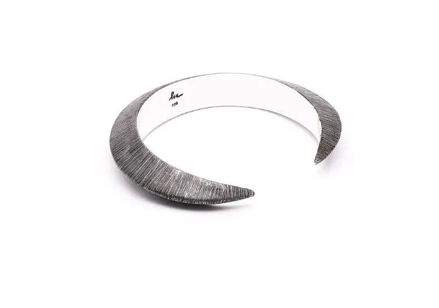 Horned Band Textured Silver Bracelet