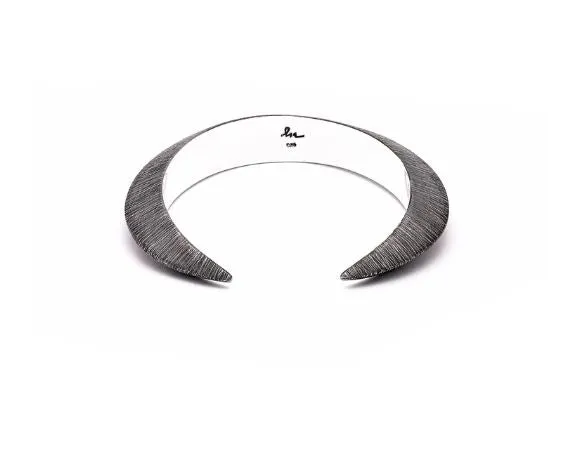 Horned Band Textured Silver Bracelet