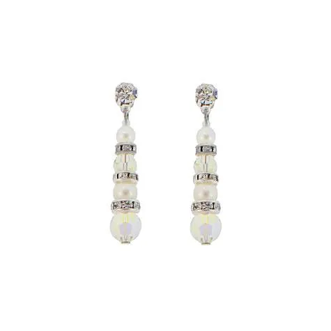 Iridescent Bridal Earrings with Glass Pearl