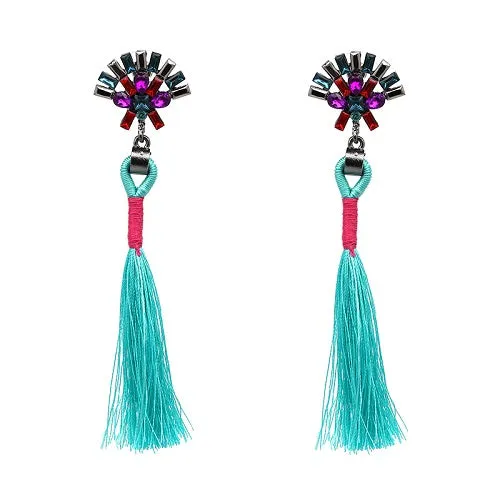 JUJIA 2017 trendy statement fashion earrings rope tassel stud MULTICOLOURED POMPOM EARRINGS women jewelry Fringing earrings