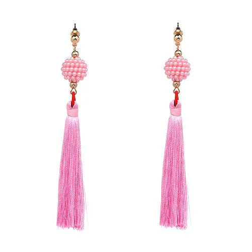 JUJIA 2017 trendy statement fashion earrings rope tassel stud MULTICOLOURED POMPOM EARRINGS women jewelry Fringing earrings