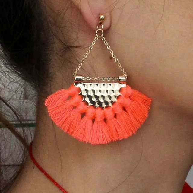 MANILAI T Show Bohemia Tassels Dangle Earrings Women Accessories Cotton Handmade Fringed Earrings Ethnic Jewelry Trendy Style