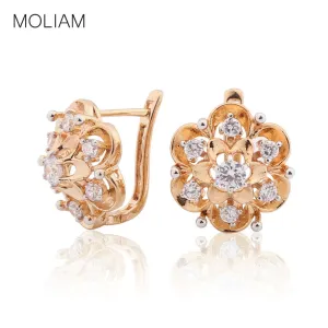 MOLIAM Newest Exquisite Flower Hoop Earing Fashion Jewelry AAA Zirconia Stones Earrings for Women Valentine's Day Gift MLE193