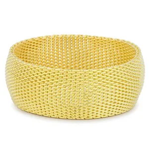 Monaco Gold Mesh Wide Bangle Bracelet | Gold