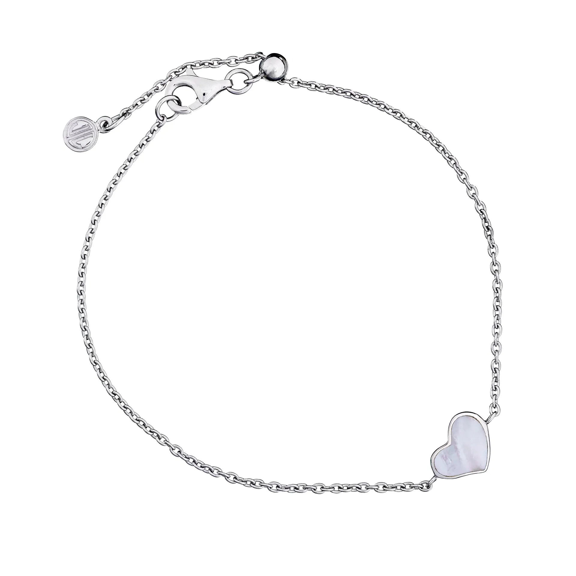 Mother of Pearl Heart Sterling Silver Bracelet