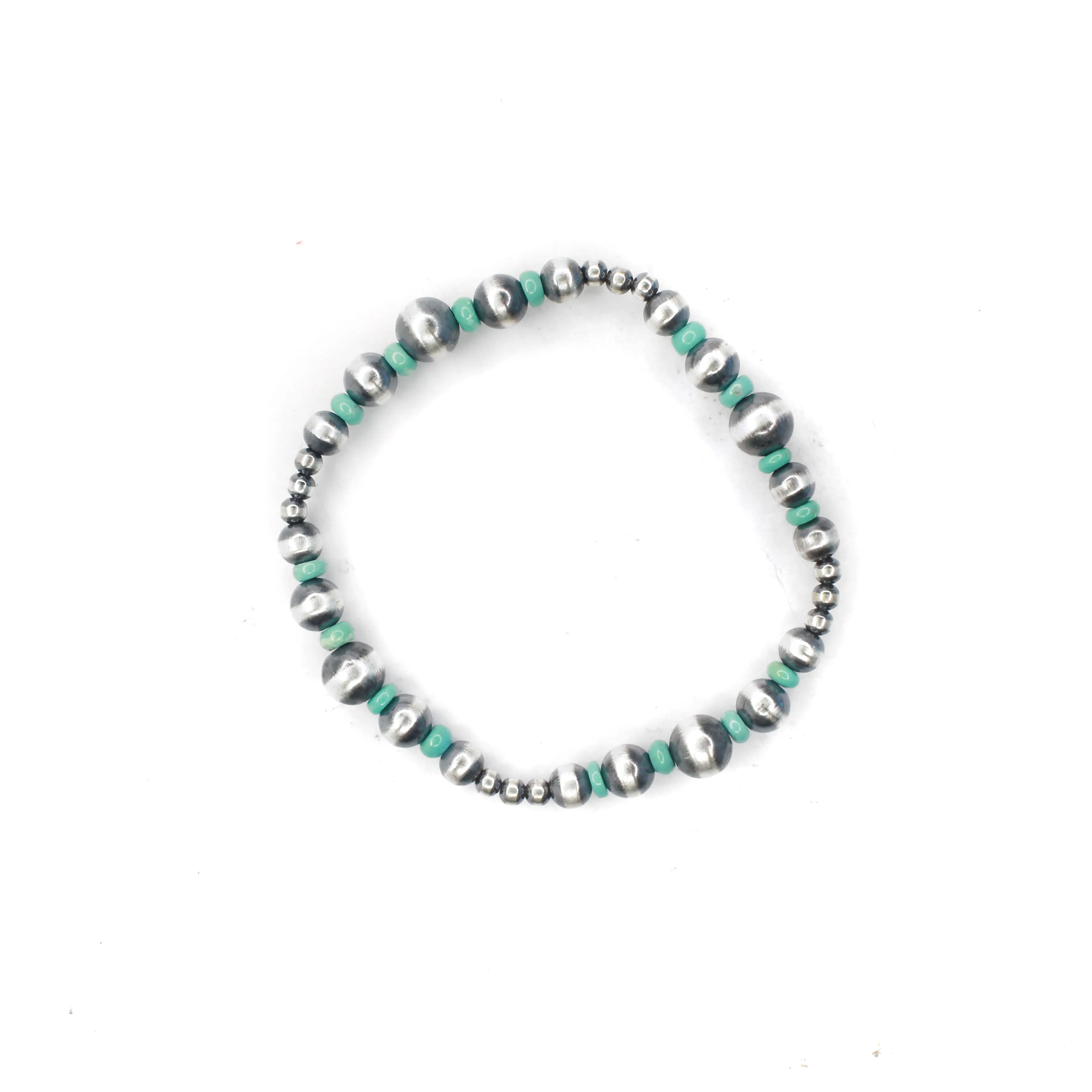 Multi Size Navajo Pearl Stretch Bracelet - Turquoise