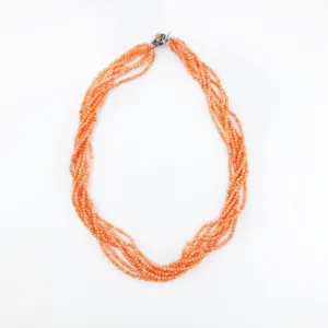 Multistrand Fine Orange Coral Necklace