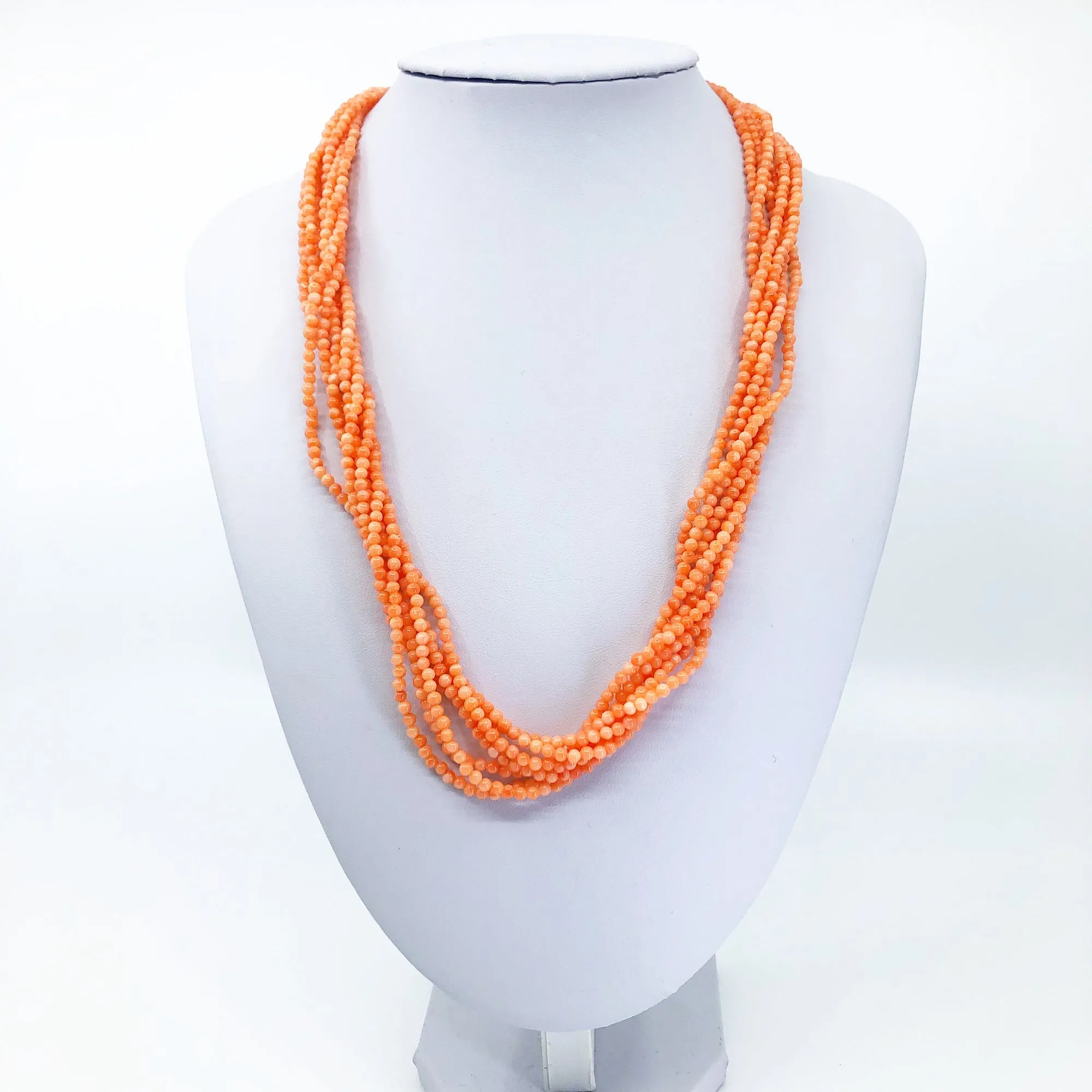 Multistrand Fine Orange Coral Necklace