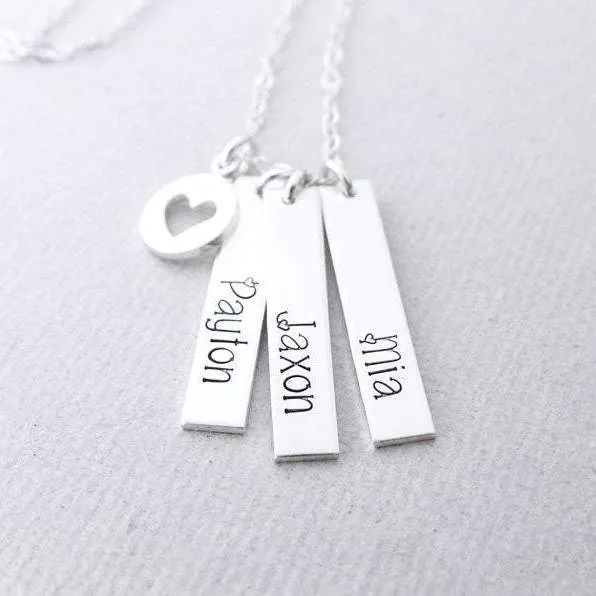 My Whole Heart Vertical Bar Charm Necklace