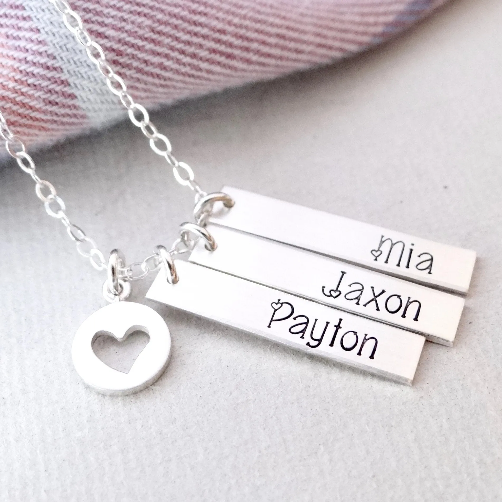 My Whole Heart Vertical Bar Charm Necklace