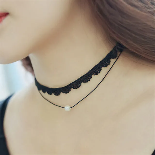 New Fashion Punk Gothic Girl Black Velvet Lace Harajuku Chokers Necklace Torques For Women Tattoo Clavicle Collares Jewelry Gift