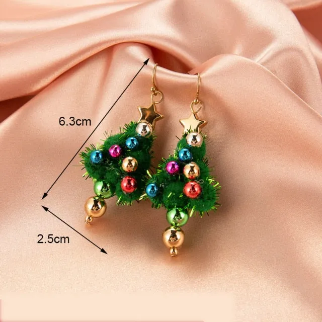 New Trendy Statement Christmas Tree Earrings For Women Santa Claus Snowman Drop Earrings Jewelry Girls Christmas Gifts Wholesale