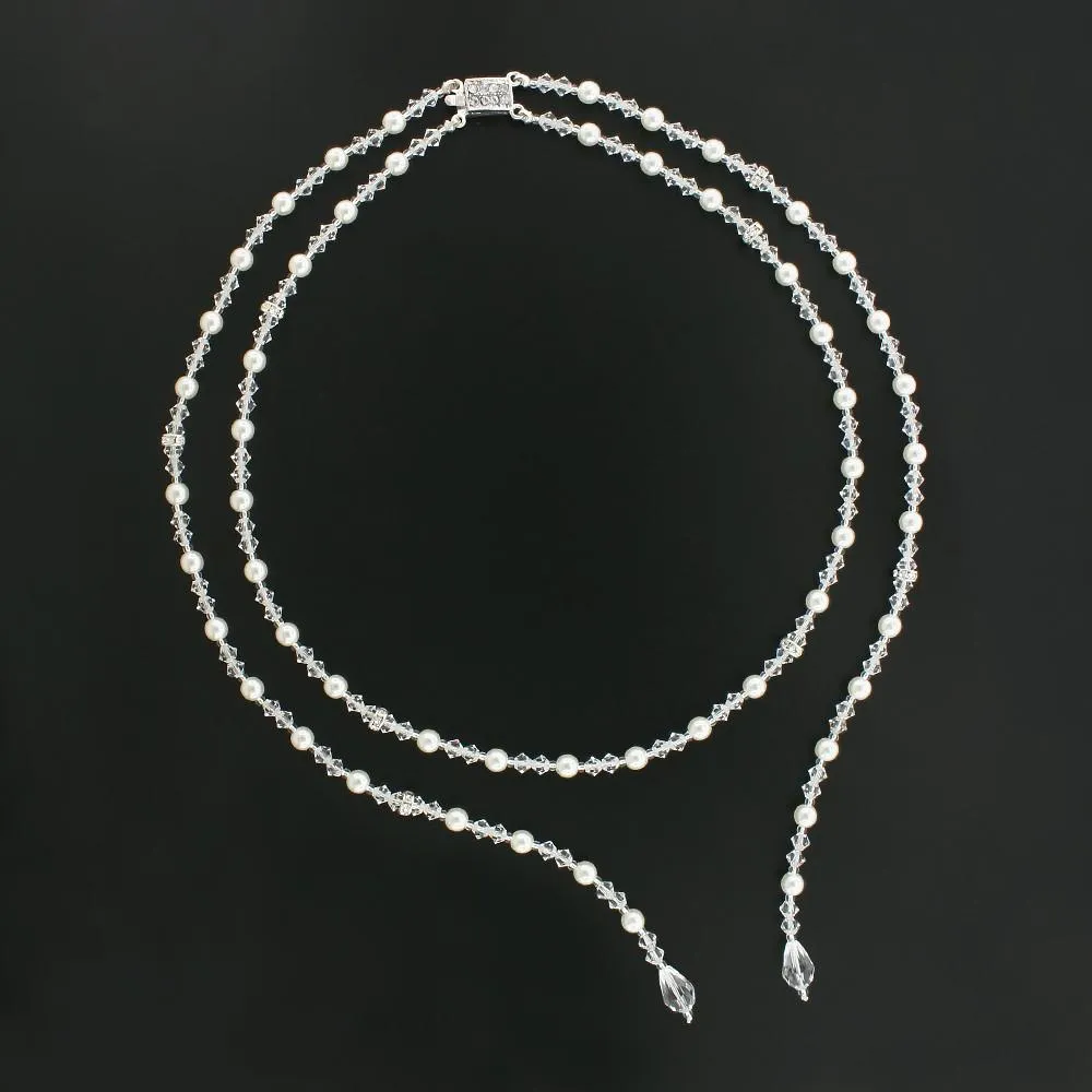 One Row Necklace with Down-the-Back Lariat