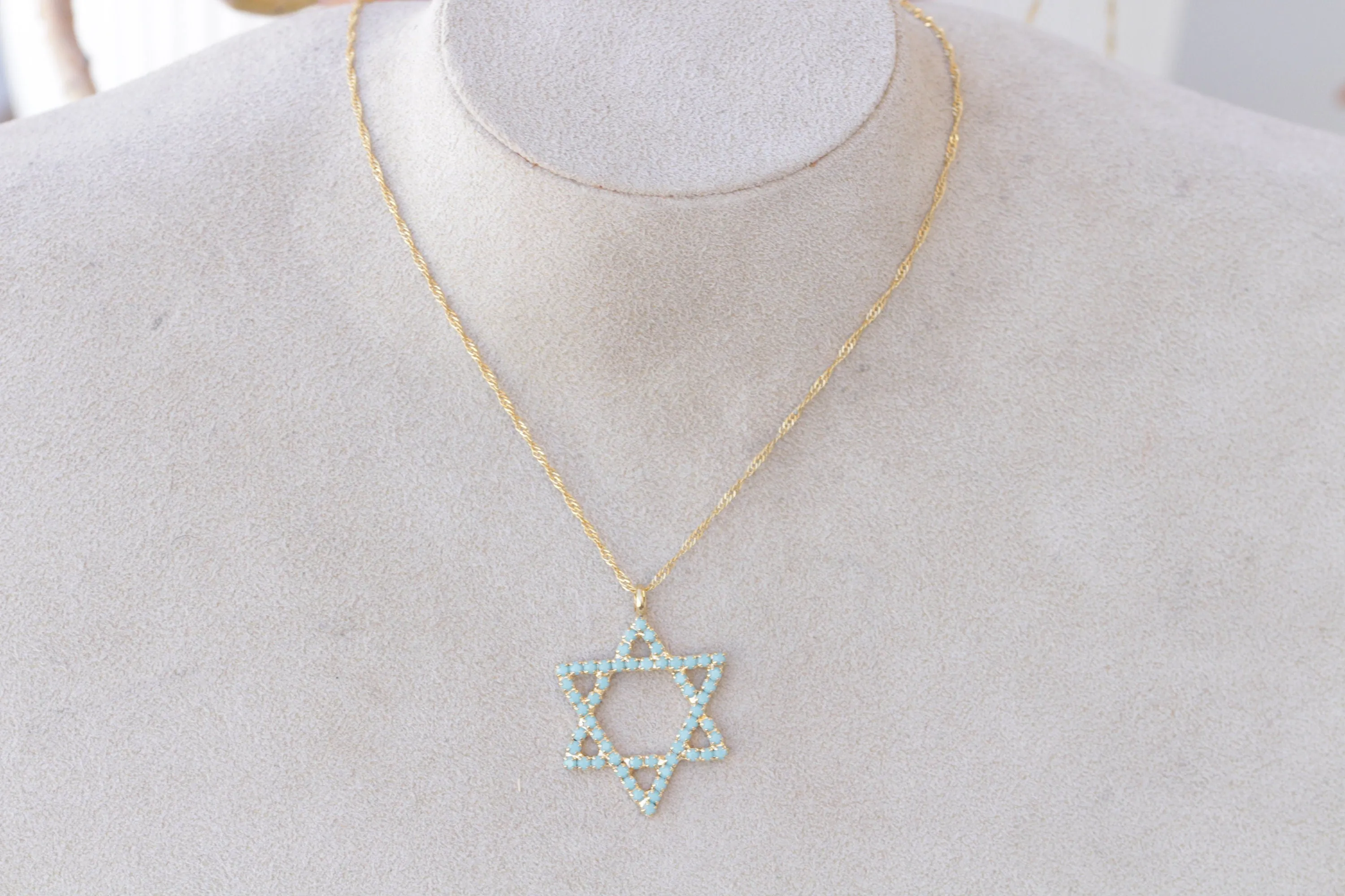 OPAL STAR OF David Necklace