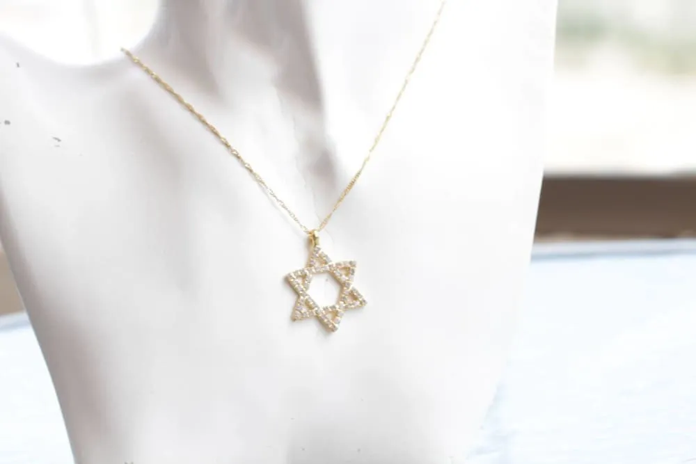 OPAL STAR OF David Necklace