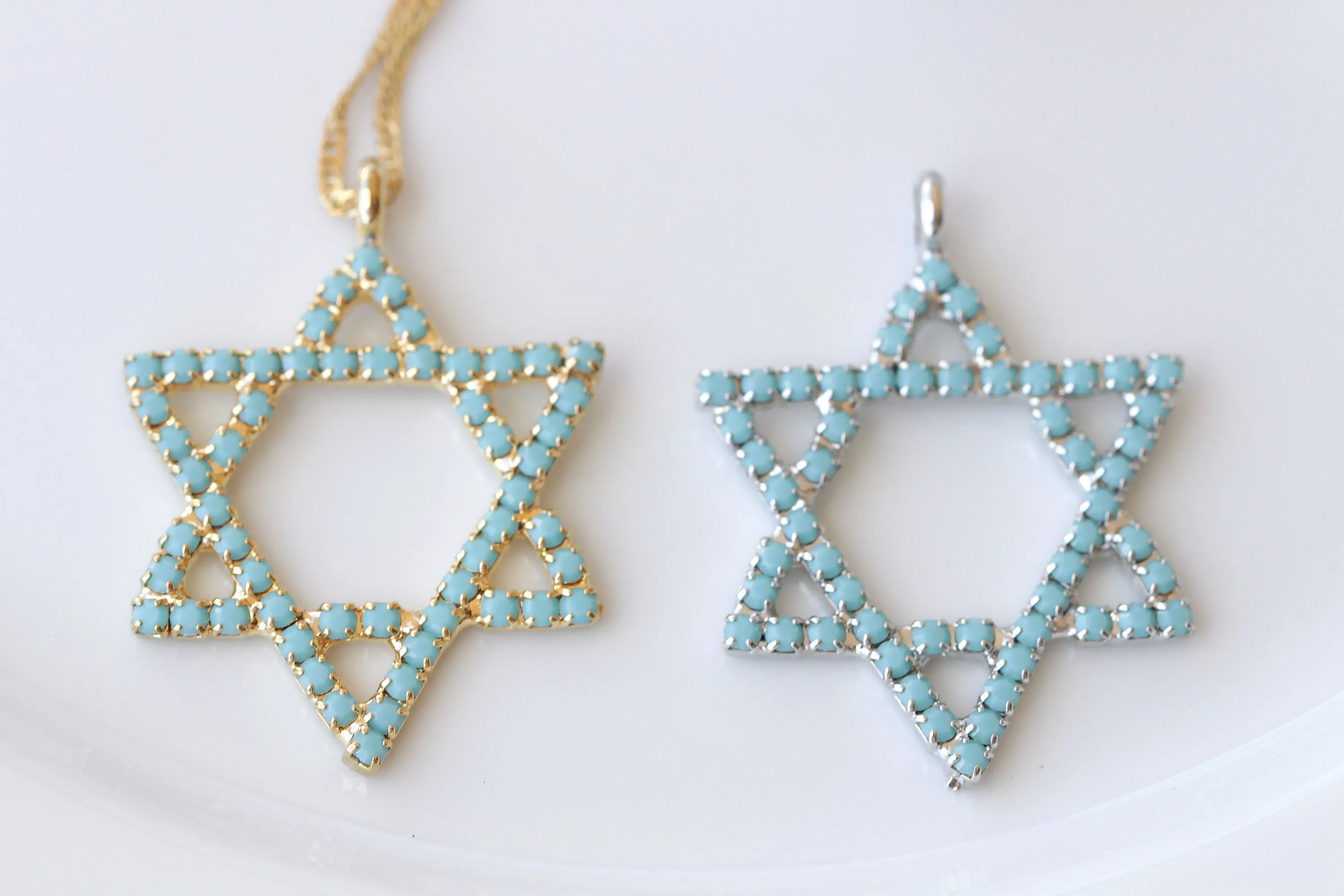 OPAL STAR OF David Necklace