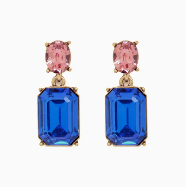 Oval Twin Gem Earrings