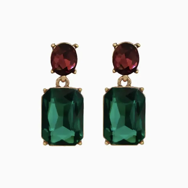 Oval Twin Gem Earrings