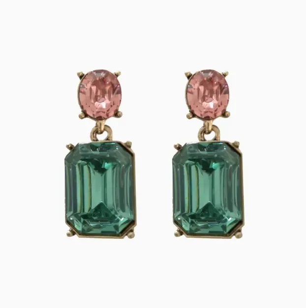 Oval Twin Gem Earrings