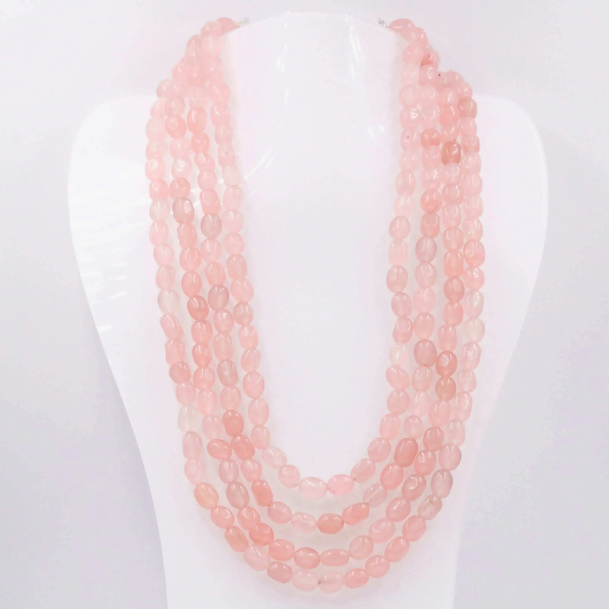 Peach Quartz Necklace Beaded Necklace Gemstone Necklace Layered Necklace Long Necklace Sarafa Necklace Indian Necklace SKU 6143235