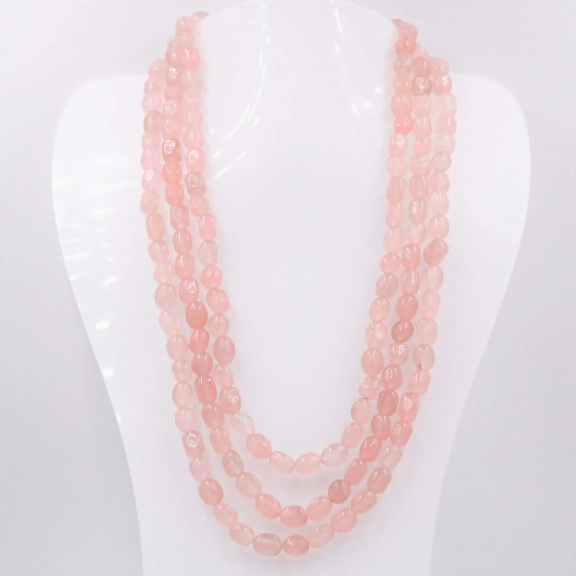 Peach Quartz Necklace Beaded Necklace Gemstone Necklace Layered Necklace Long Necklace Sarafa Necklace Indian Necklace SKU 6143235