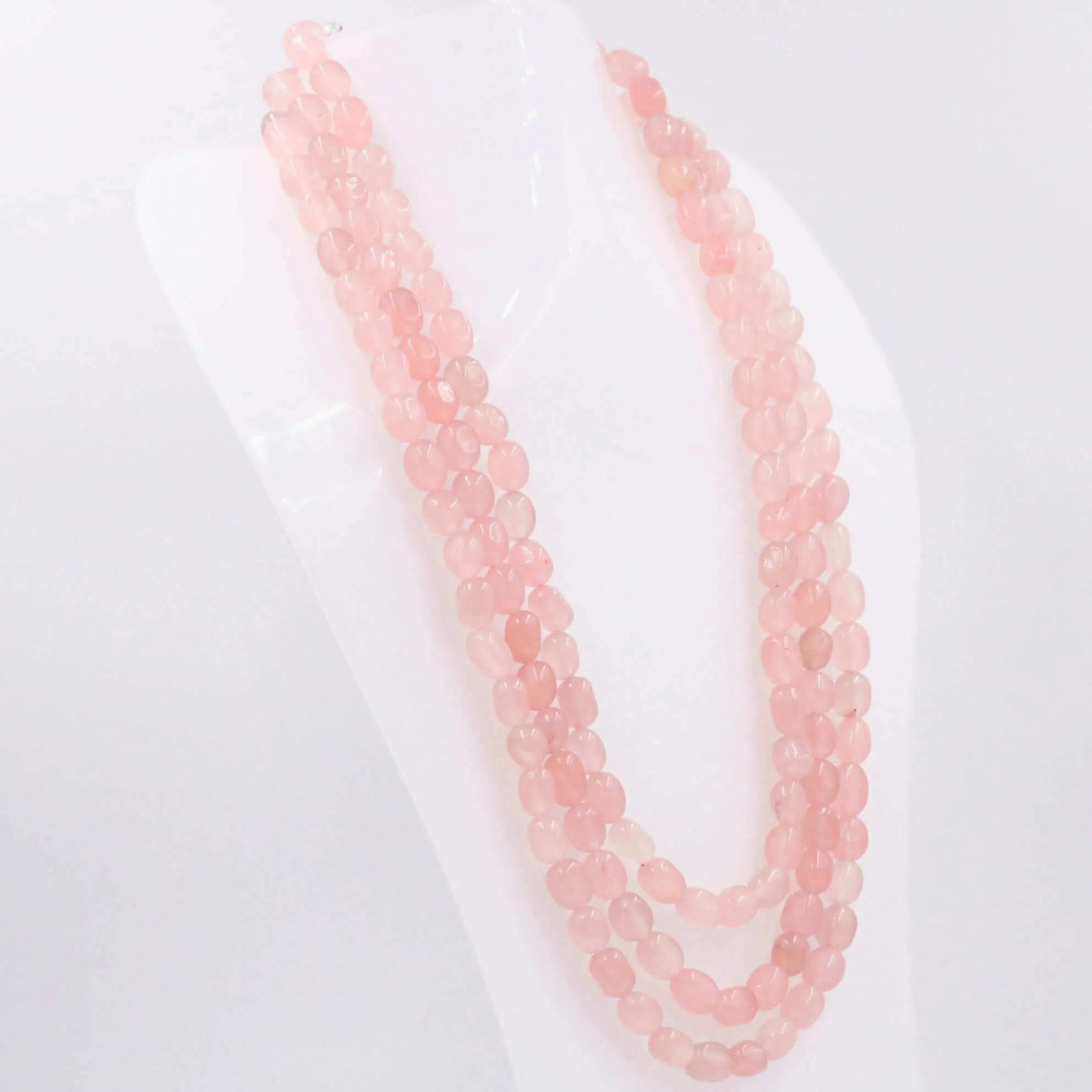 Peach Quartz Necklace Beaded Necklace Gemstone Necklace Layered Necklace Long Necklace Sarafa Necklace Indian Necklace SKU 6143235