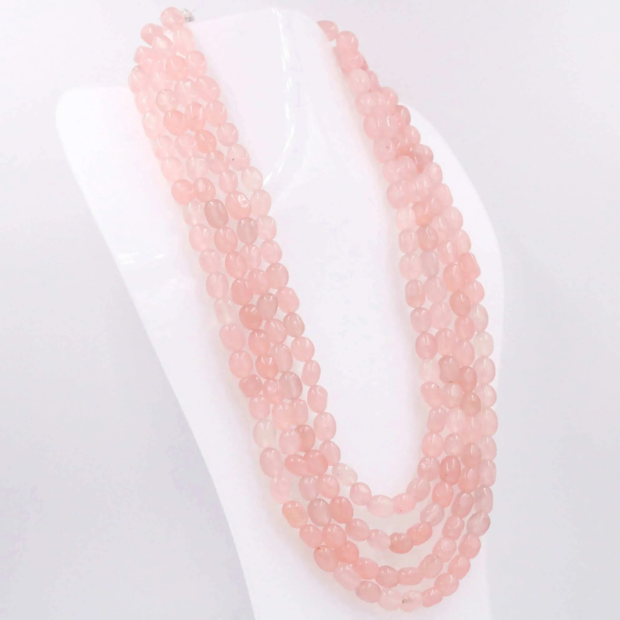 Peach Quartz Necklace Beaded Necklace Gemstone Necklace Layered Necklace Long Necklace Sarafa Necklace Indian Necklace SKU 6143235