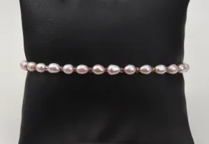 Pink Freshwater Seed Pearl Elastic Bracelet - 7.5"