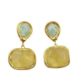 Pre Order:  Colored Gemstone Geometric Pendant Earrings