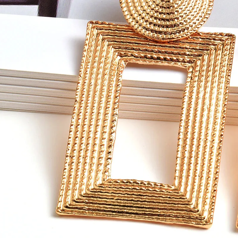 Pre Order:  Rectangular Frame Drop Earrings