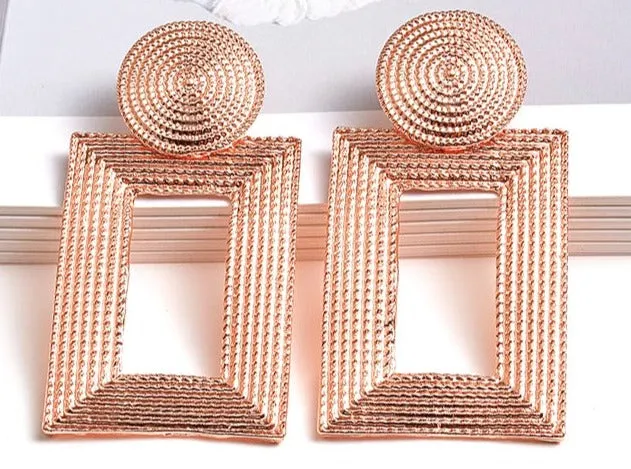 Pre Order:  Rectangular Frame Drop Earrings