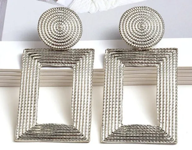 Pre Order:  Rectangular Frame Drop Earrings