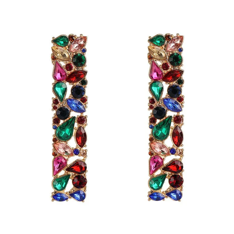 Pre Order:  Retro Geometric Rhinestone Earrings