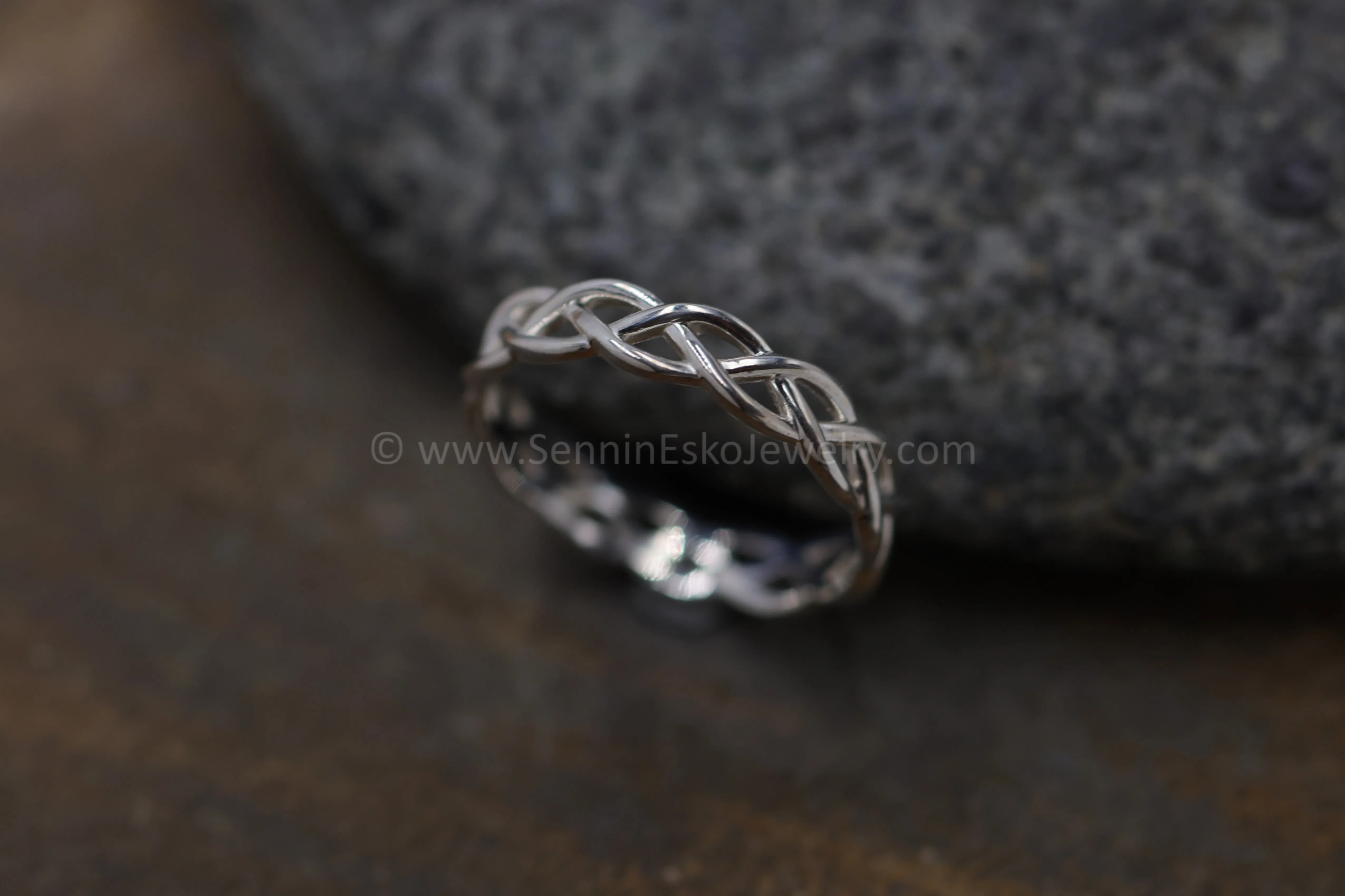 READY TO SHIP Silver Braid Stacking Ring, Size 8.5