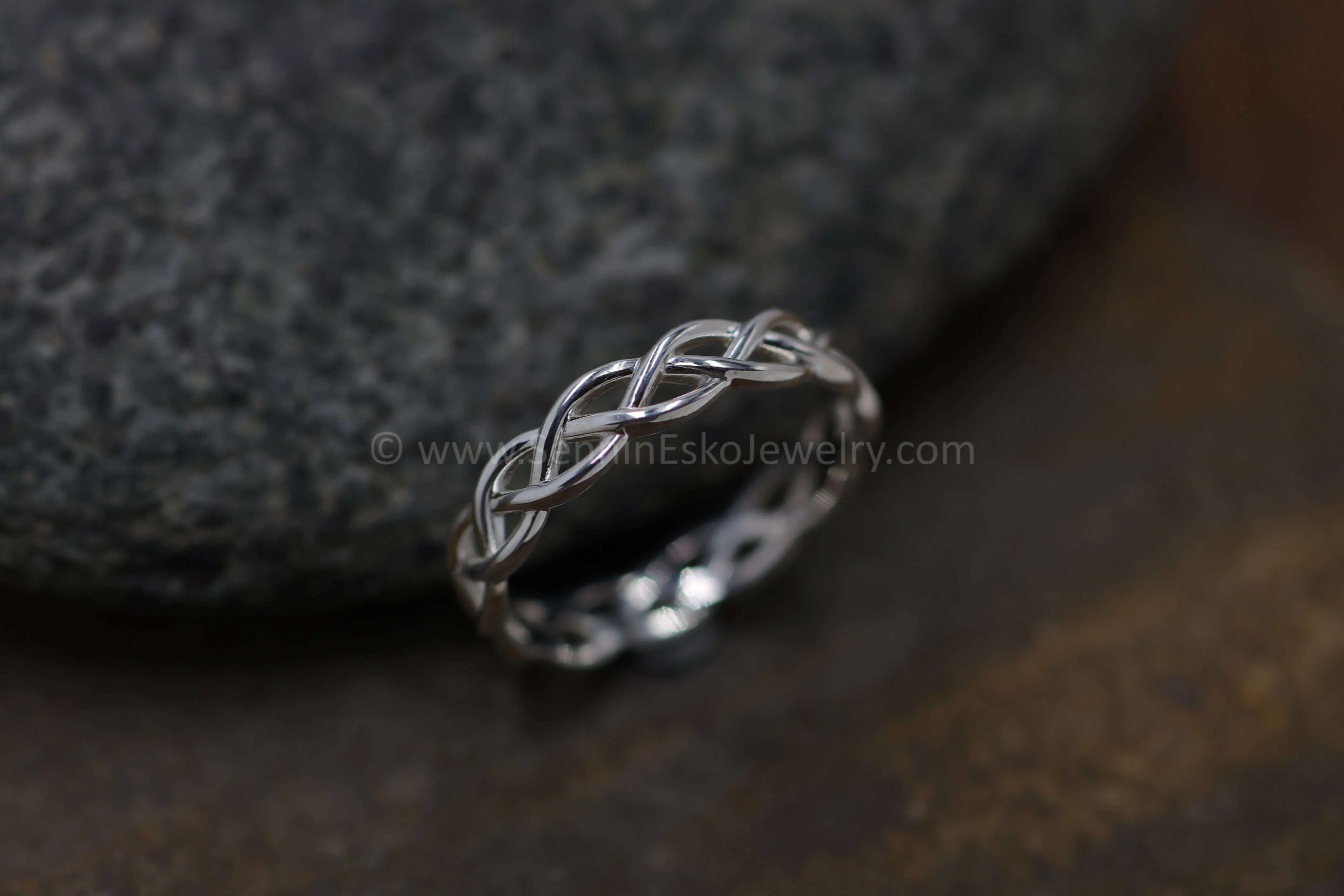 READY TO SHIP Silver Braid Stacking Ring, Size 8.5