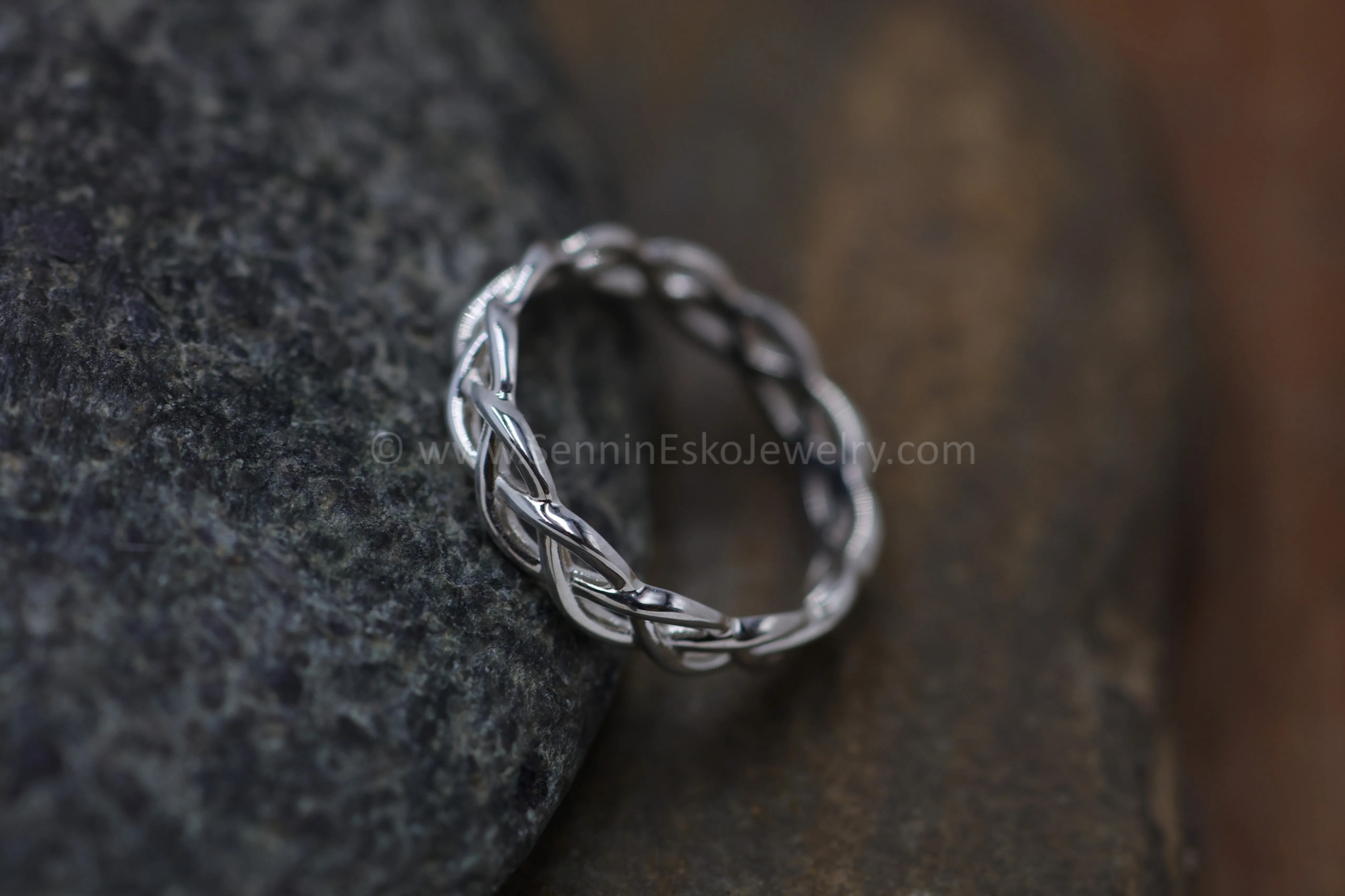 READY TO SHIP Silver Braid Stacking Ring, Size 8.5