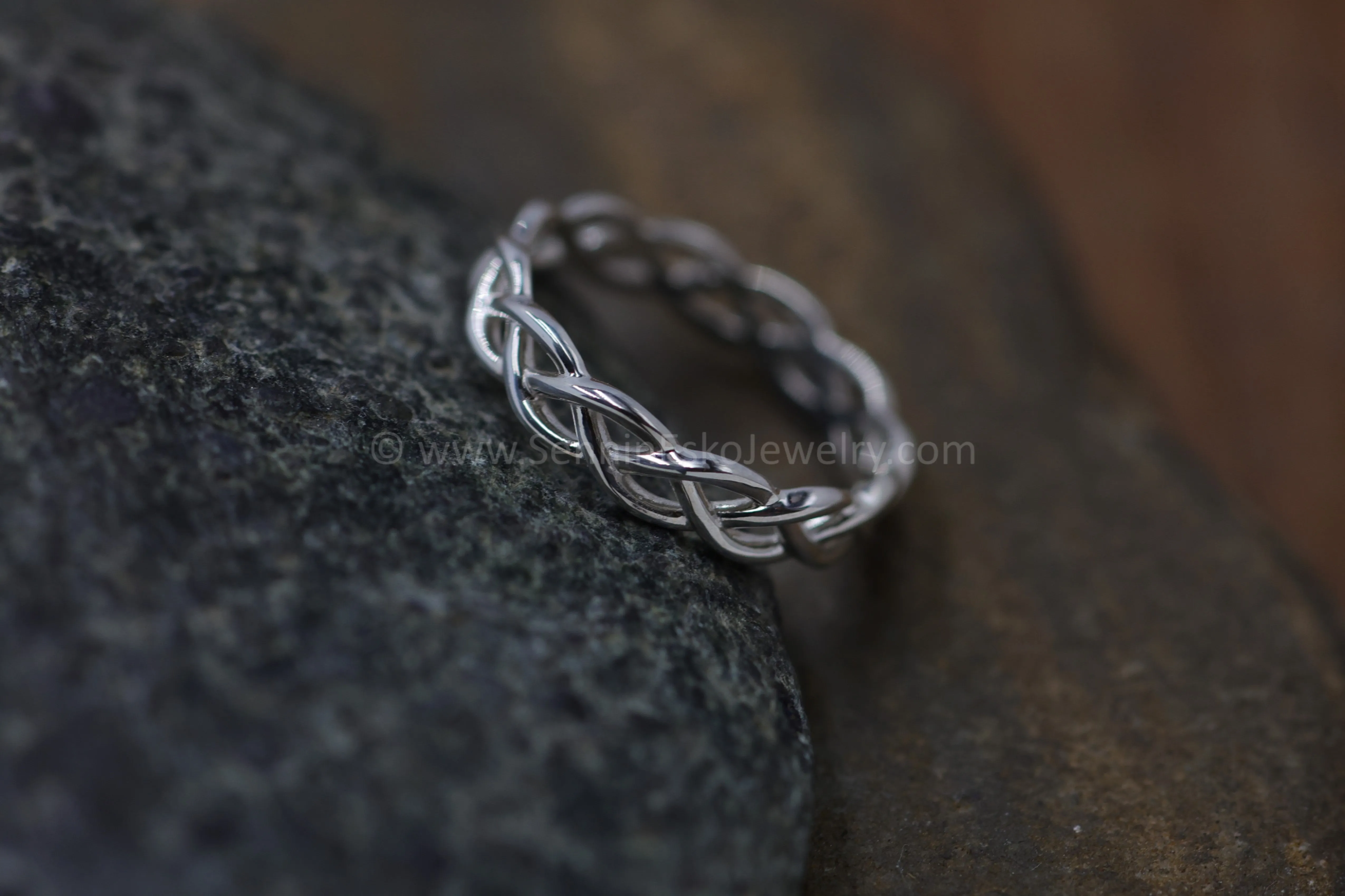 READY TO SHIP Silver Braid Stacking Ring, Size 8.5