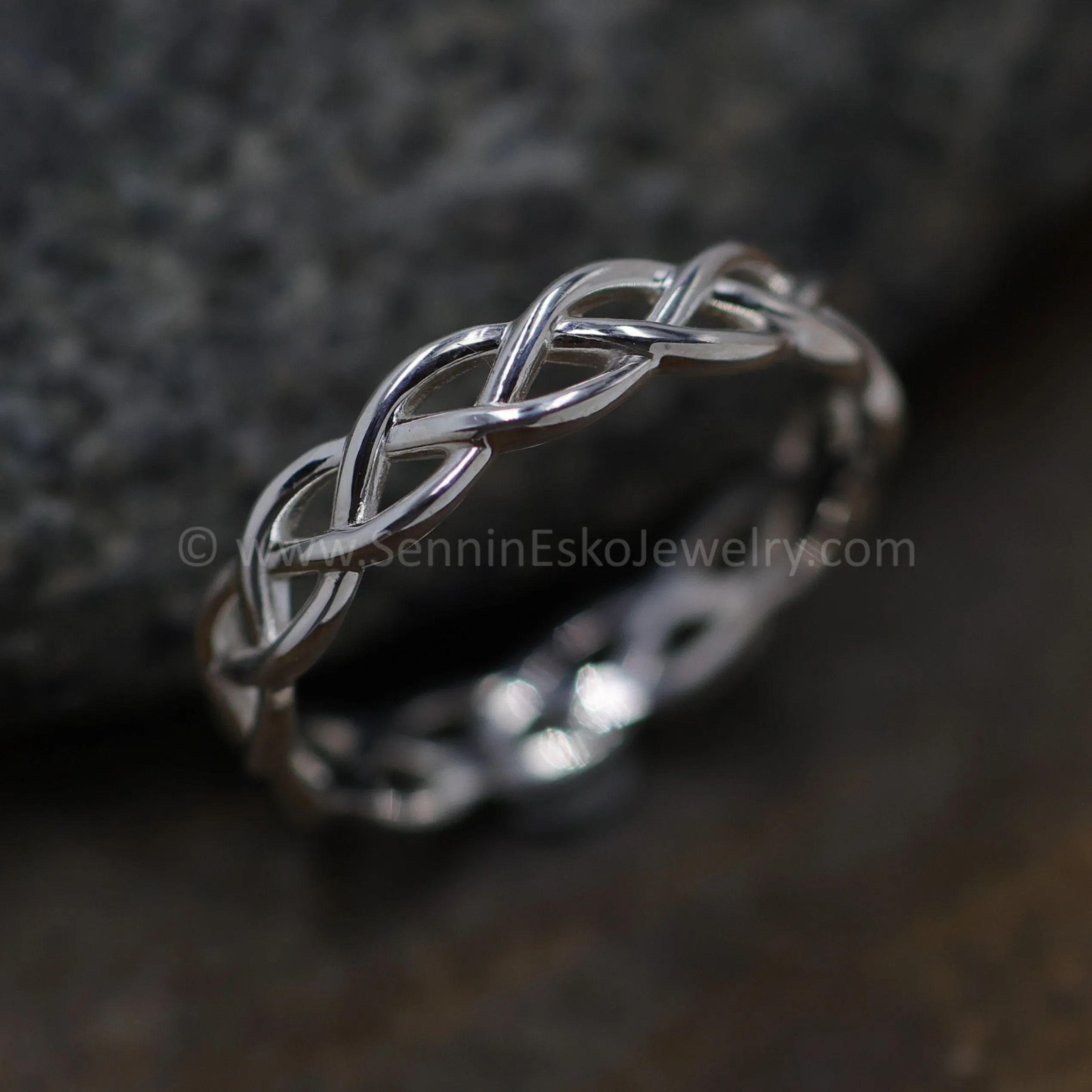 READY TO SHIP Silver Braid Stacking Ring, Size 8.5