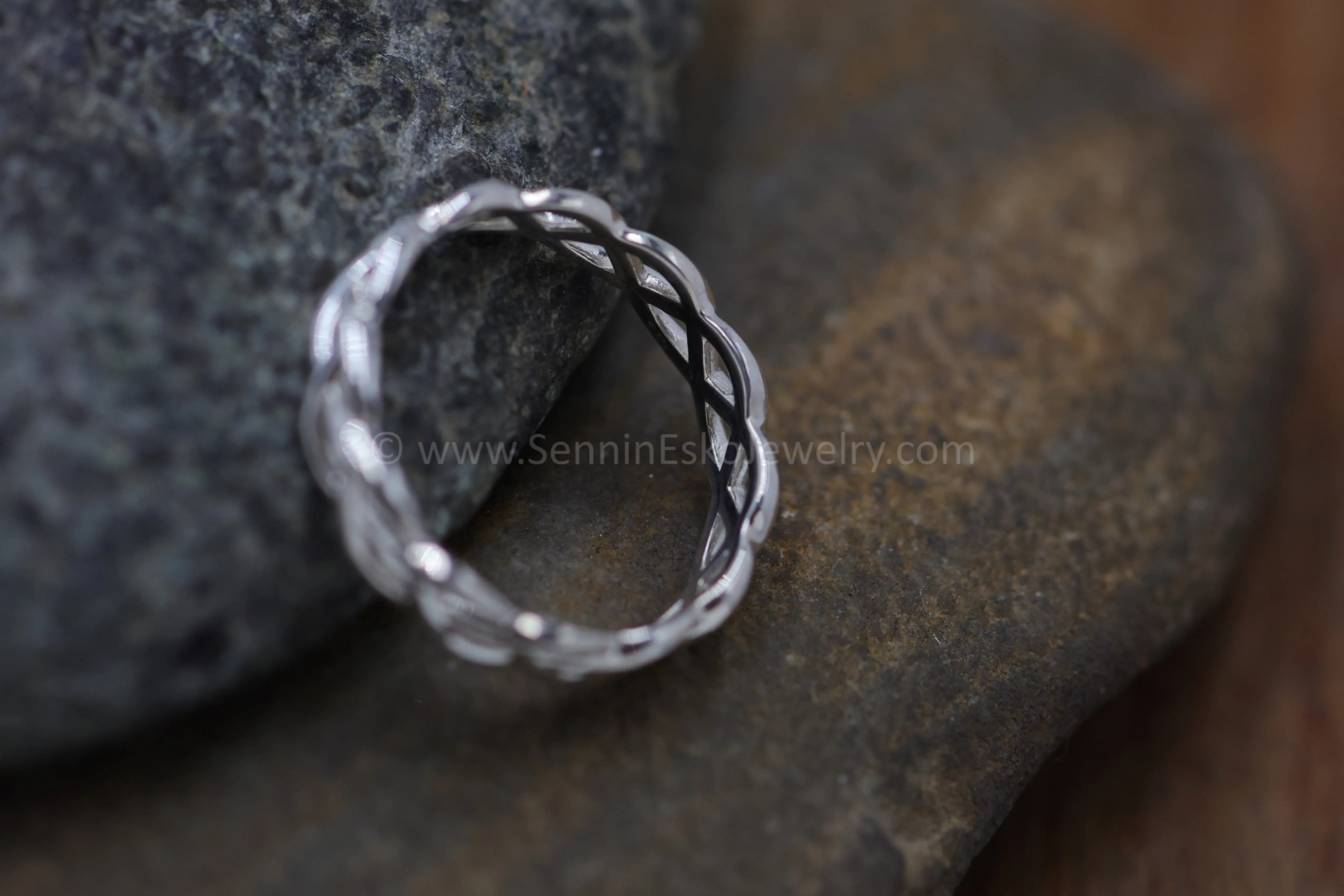 READY TO SHIP Silver Braid Stacking Ring, Size 8.5