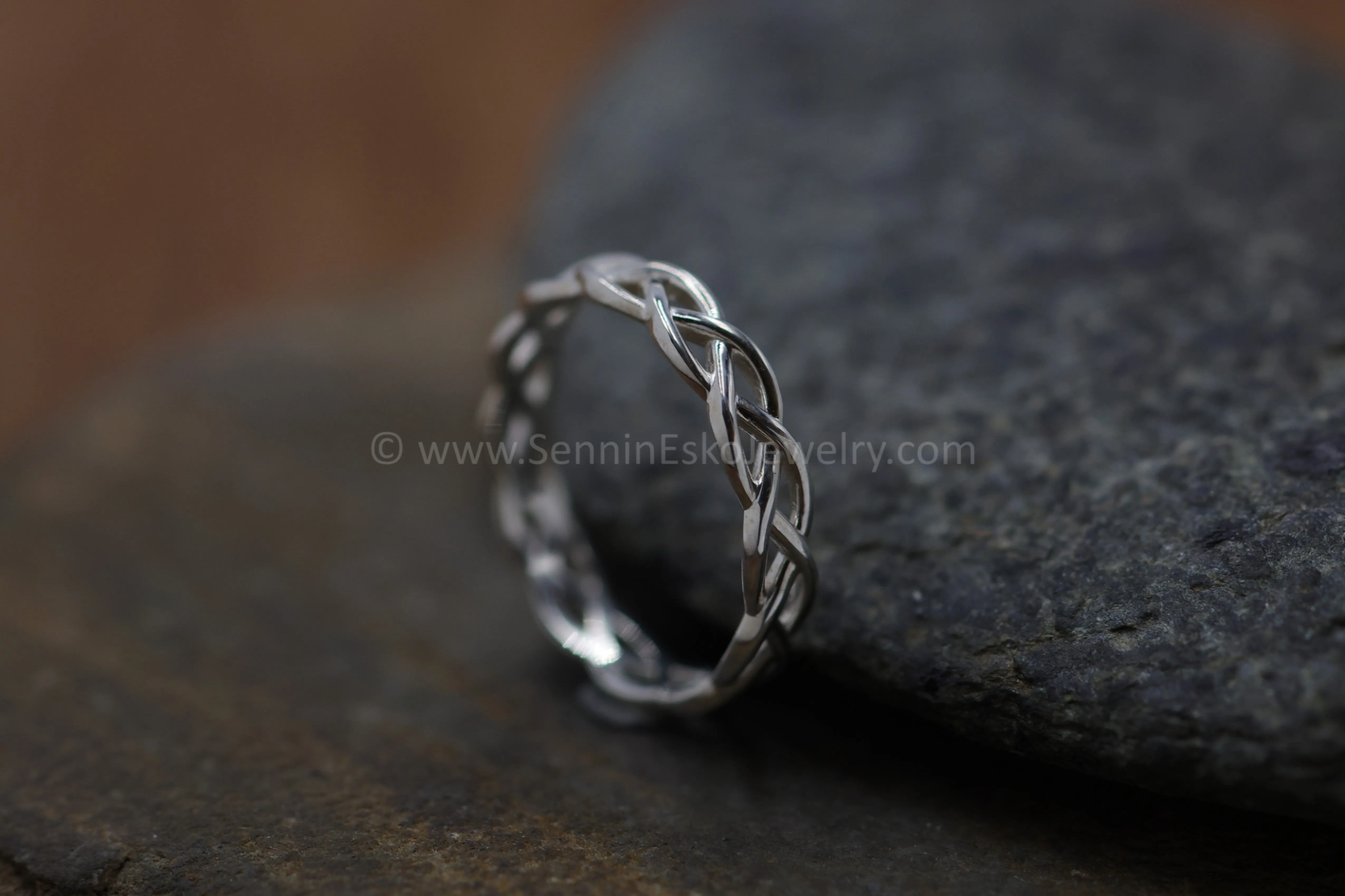 READY TO SHIP Silver Braid Stacking Ring, Size 8.5