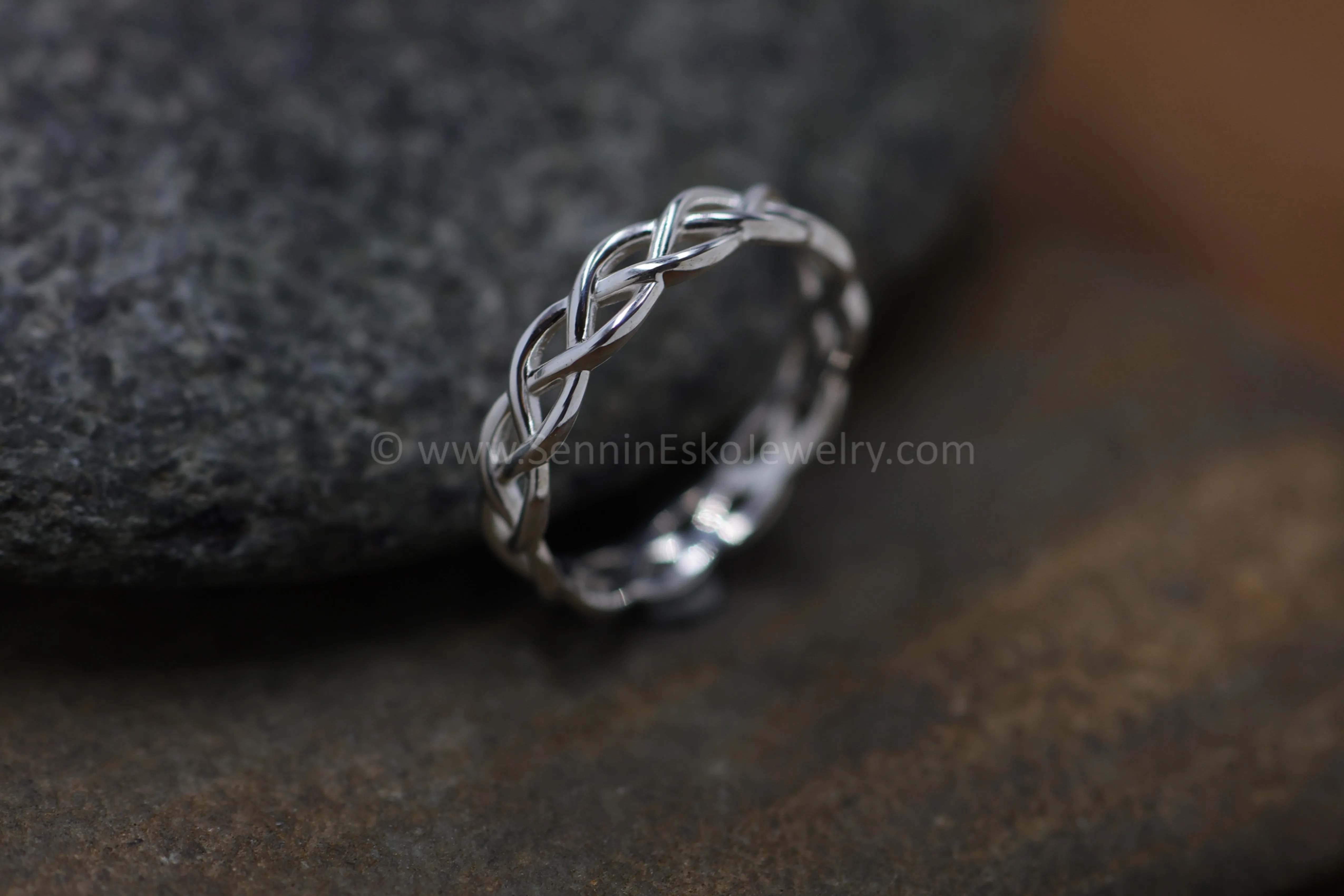 READY TO SHIP Silver Braid Stacking Ring, Size 8.5