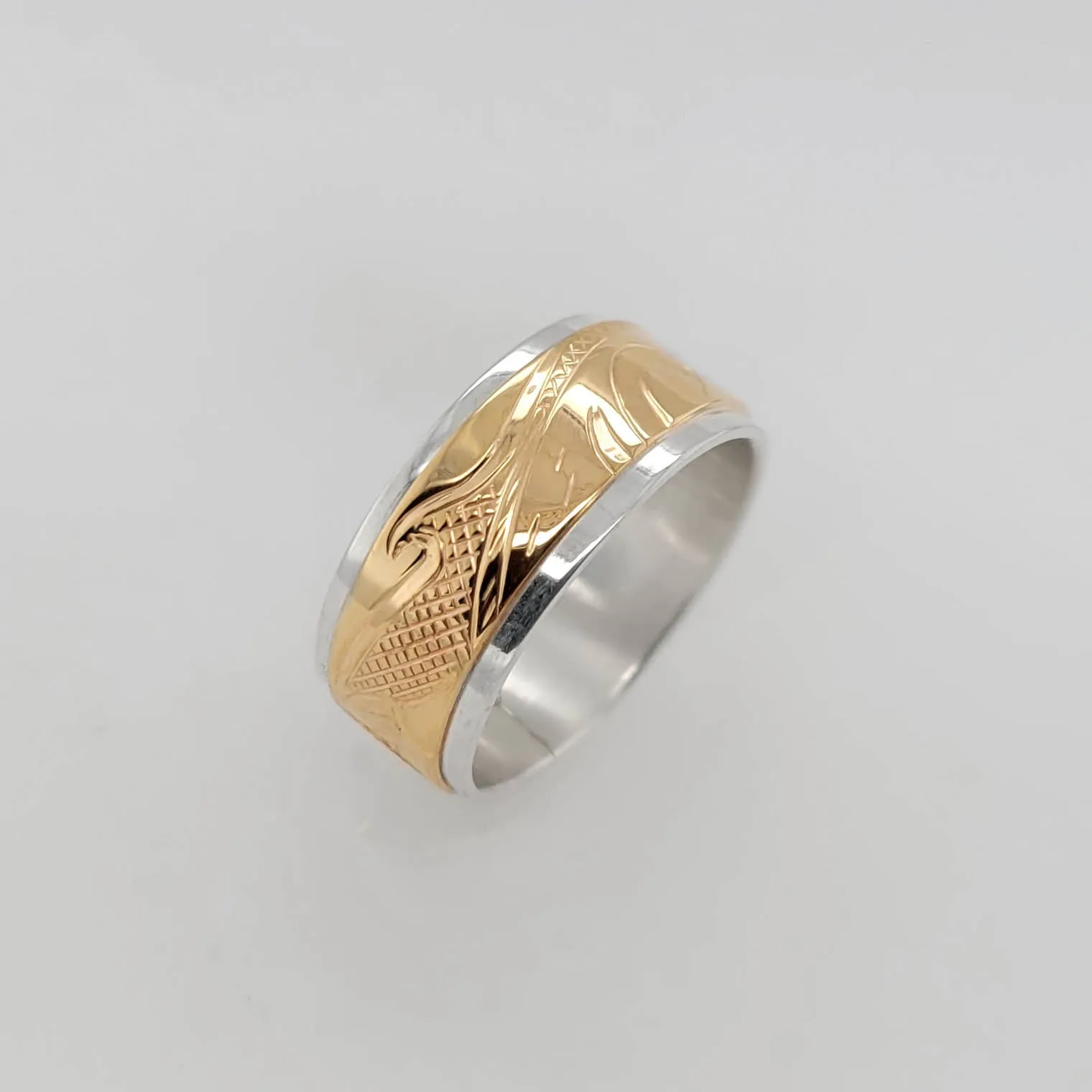 Salmon Silver with Gold Band