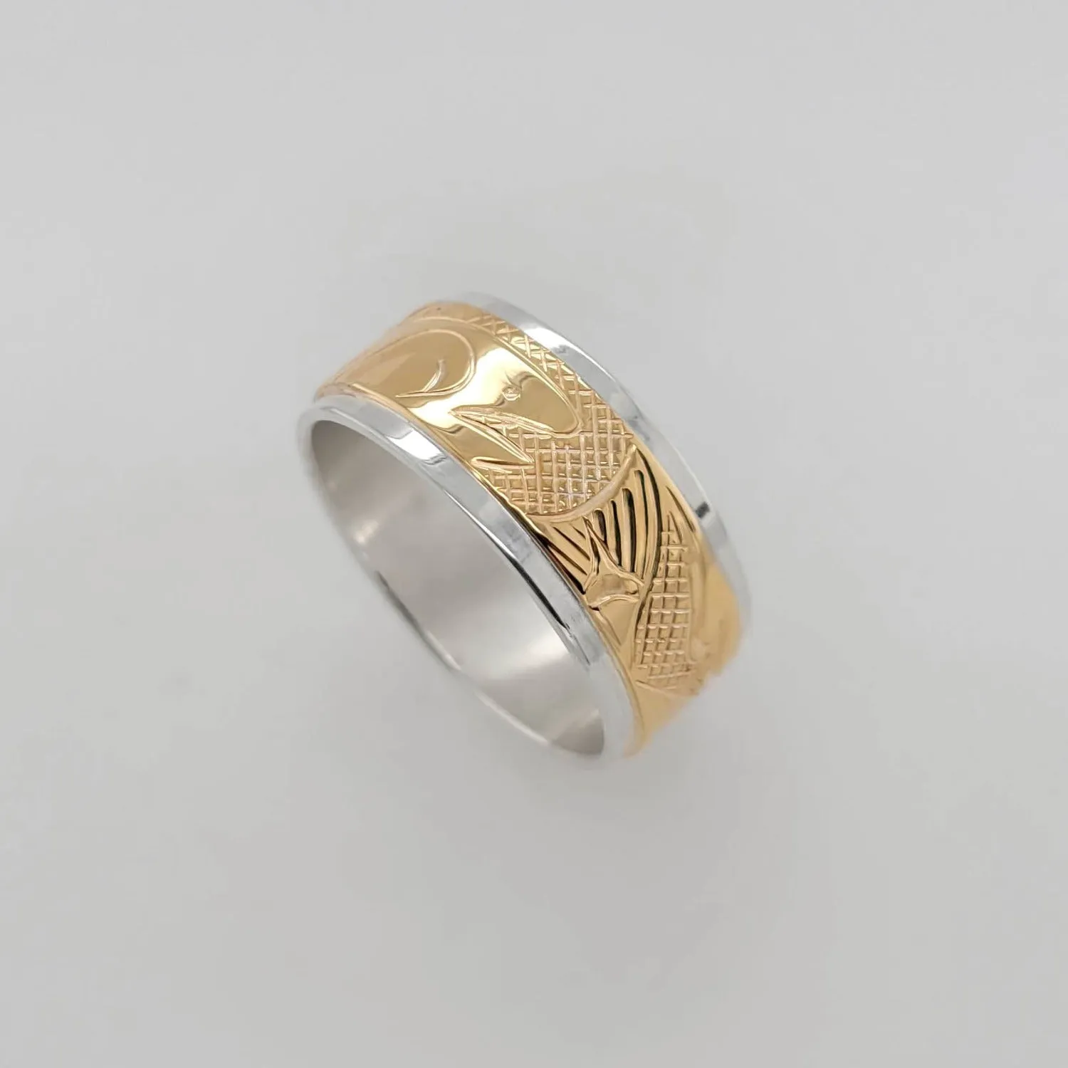 Salmon Silver with Gold Band