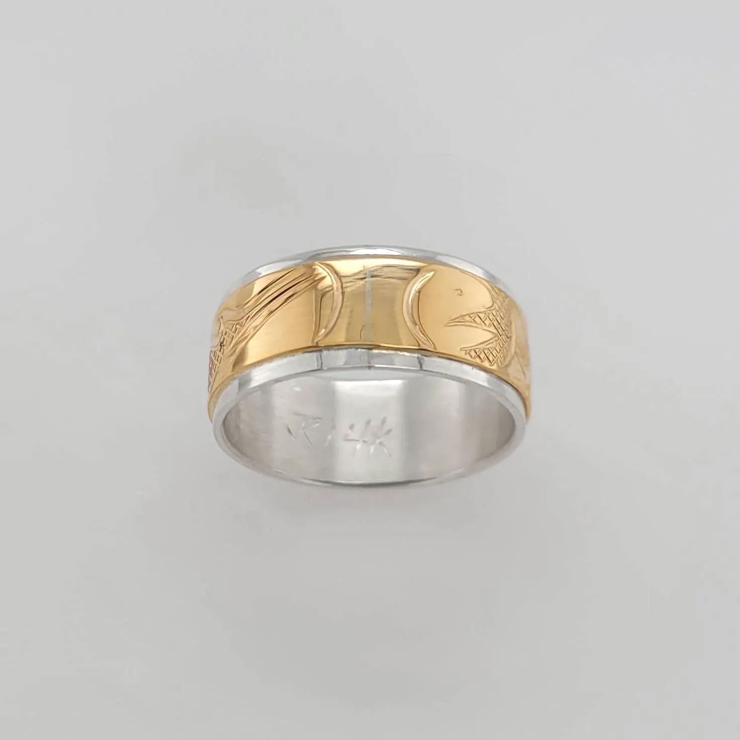 Salmon Silver with Gold Band