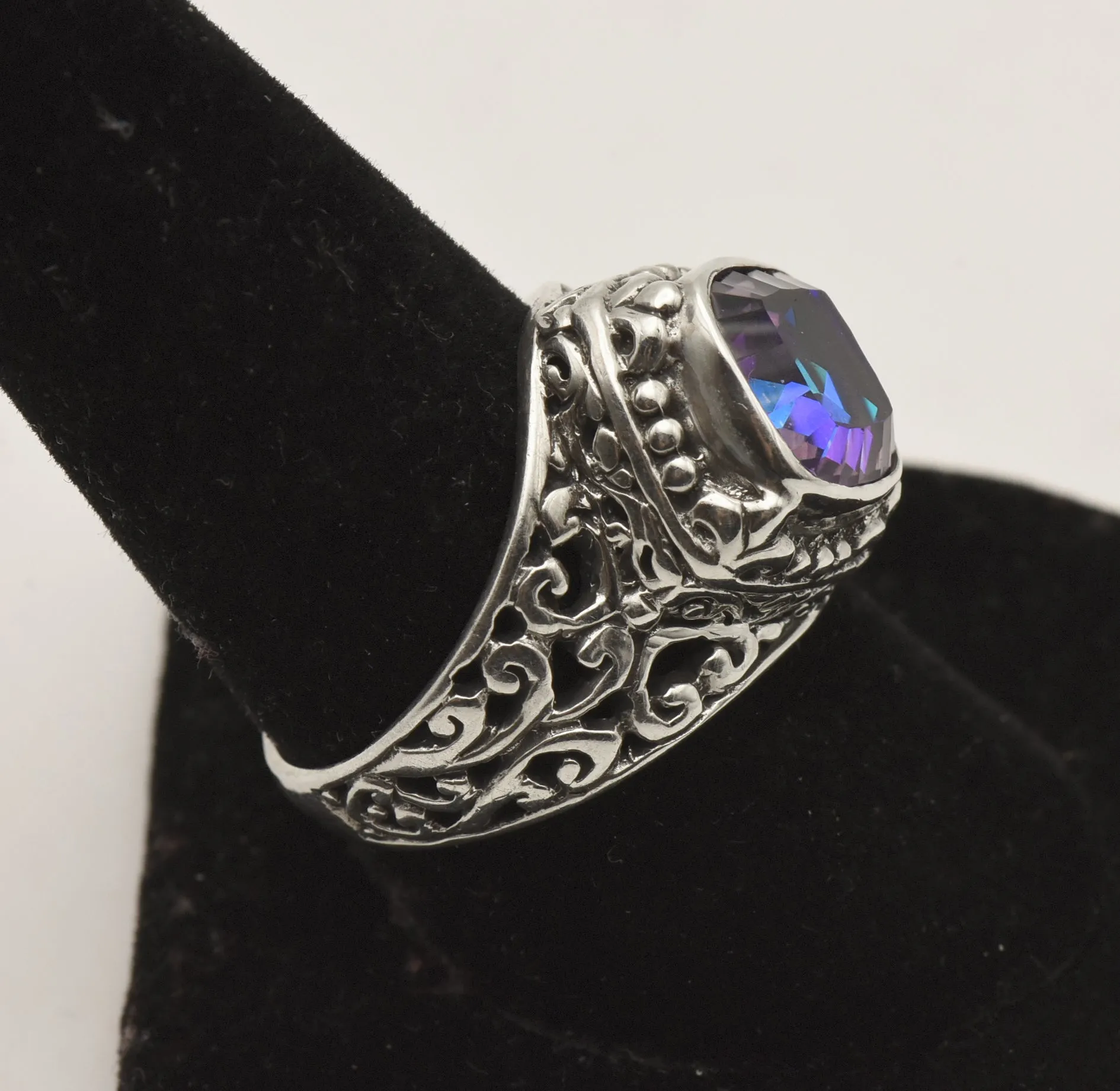 Sarda - Vintage Mystic Quartz Sterling Silver Ring - Size 9