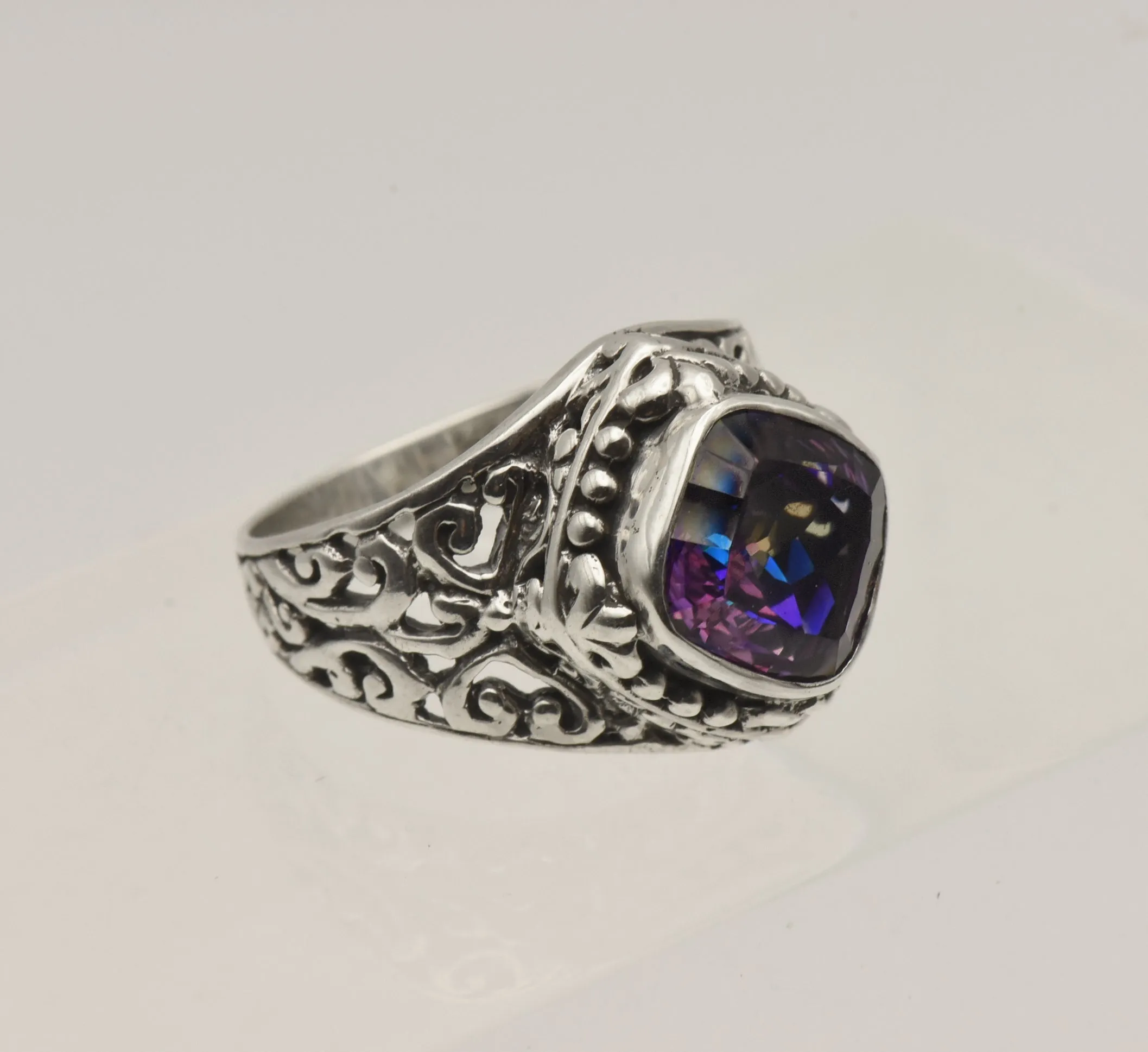 Sarda - Vintage Mystic Quartz Sterling Silver Ring - Size 9