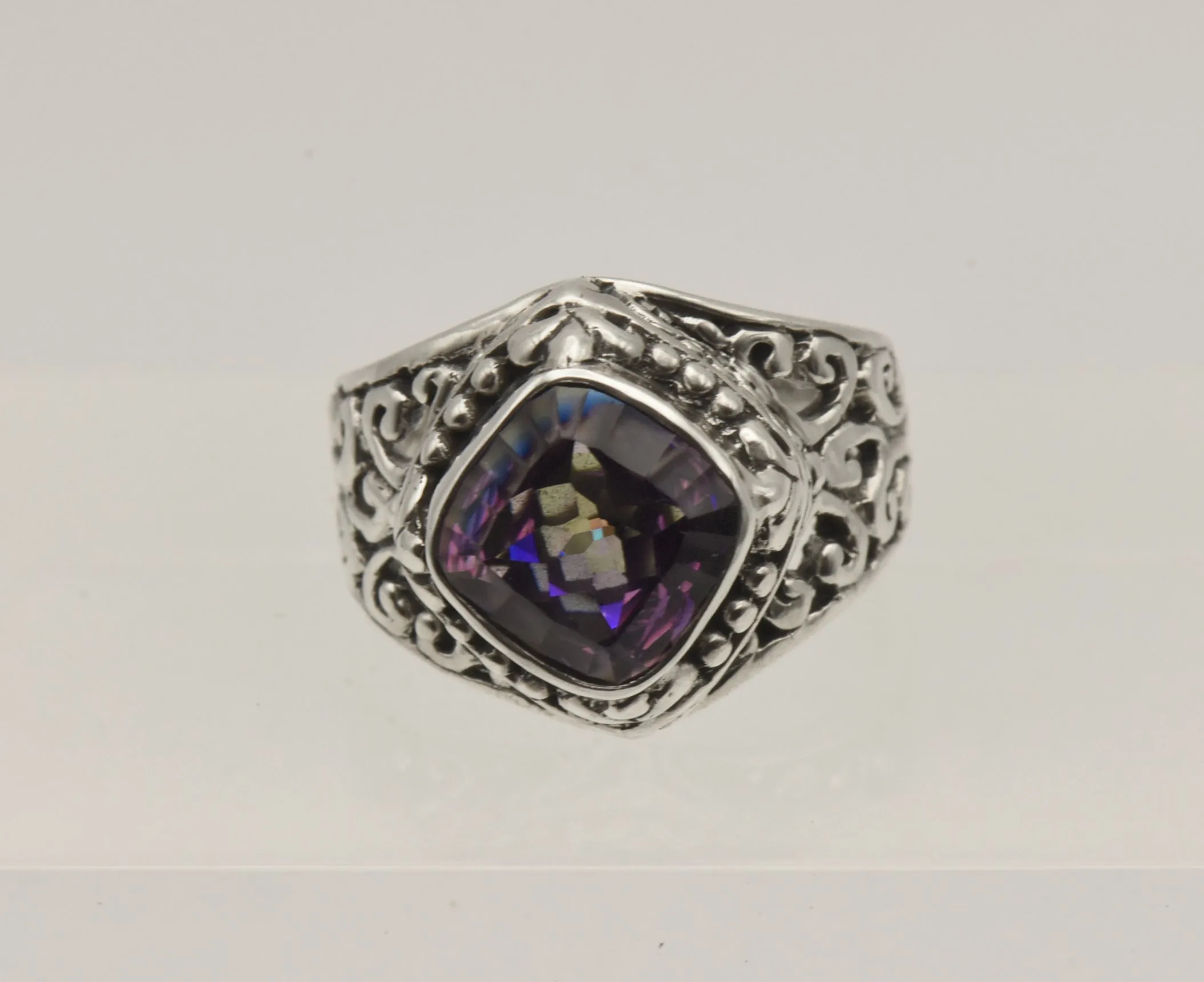 Sarda - Vintage Mystic Quartz Sterling Silver Ring - Size 9