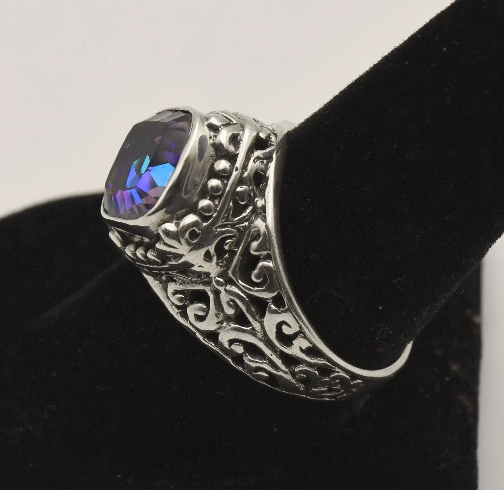 Sarda - Vintage Mystic Quartz Sterling Silver Ring - Size 9