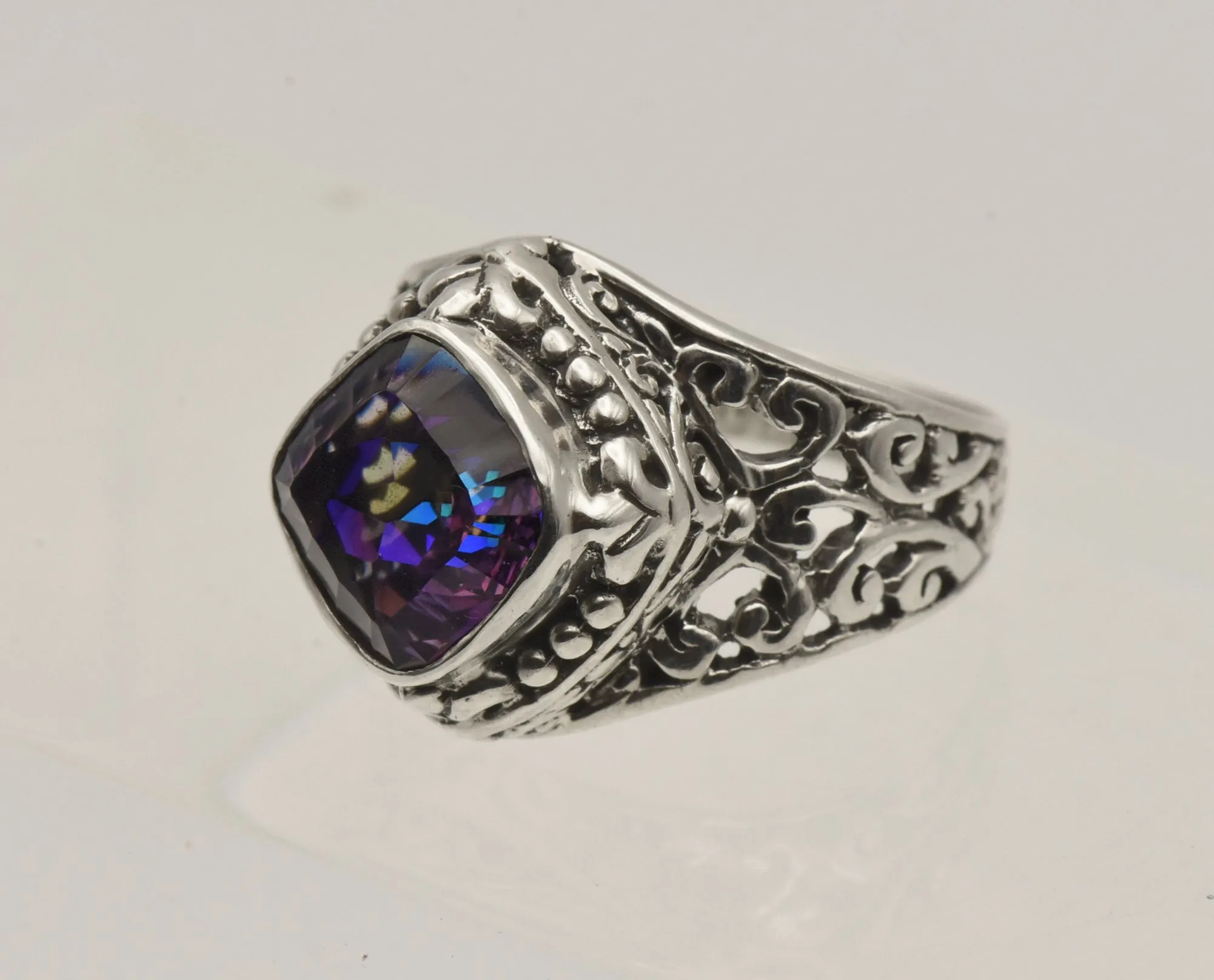 Sarda - Vintage Mystic Quartz Sterling Silver Ring - Size 9